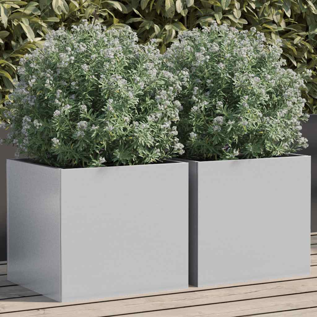 Jardinières Vidaxl 2 ST 32x30x29 cm Couleur en argent en acier galvanisé