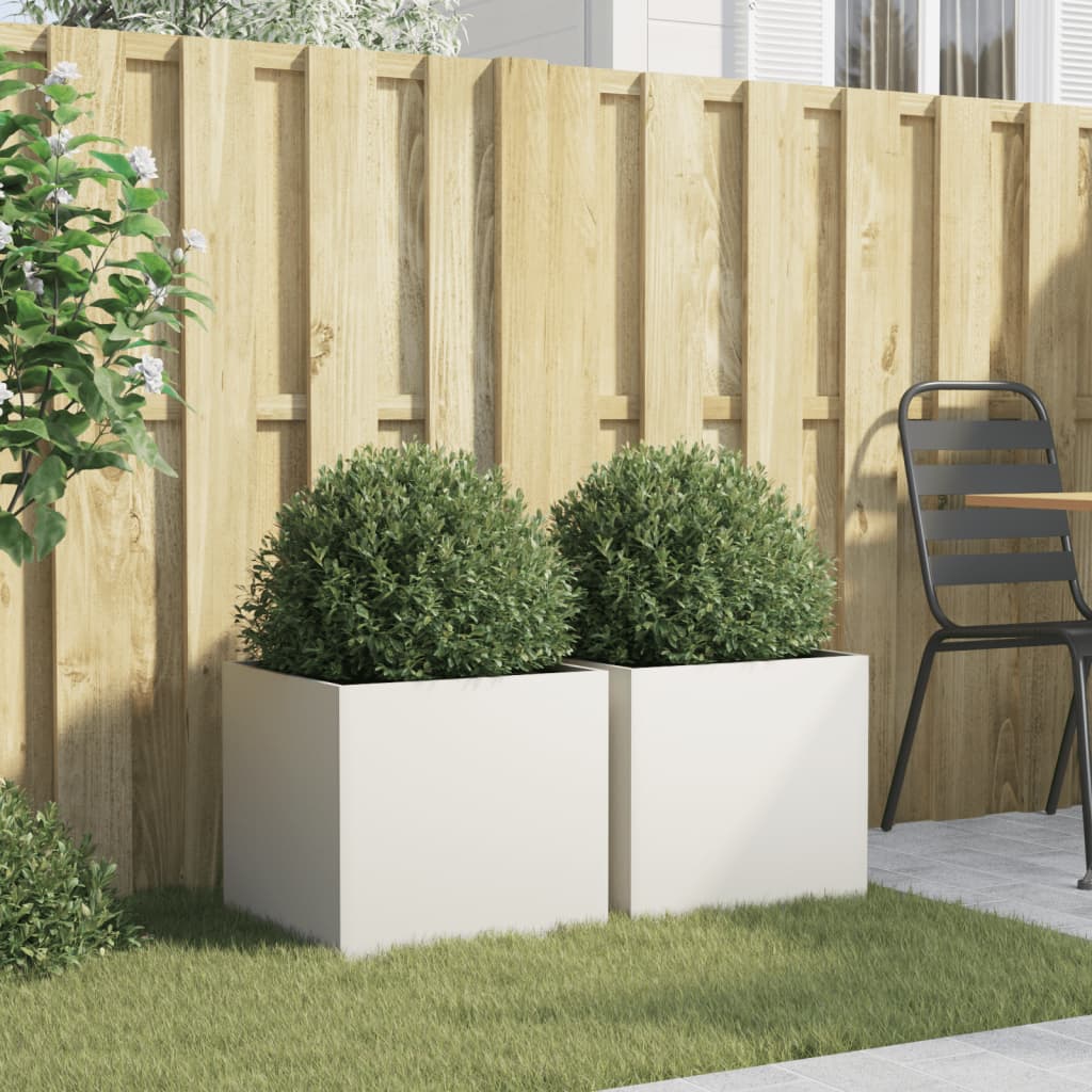 Vidaxl Planters 2 ST 42x40x39 cm en acier blanc