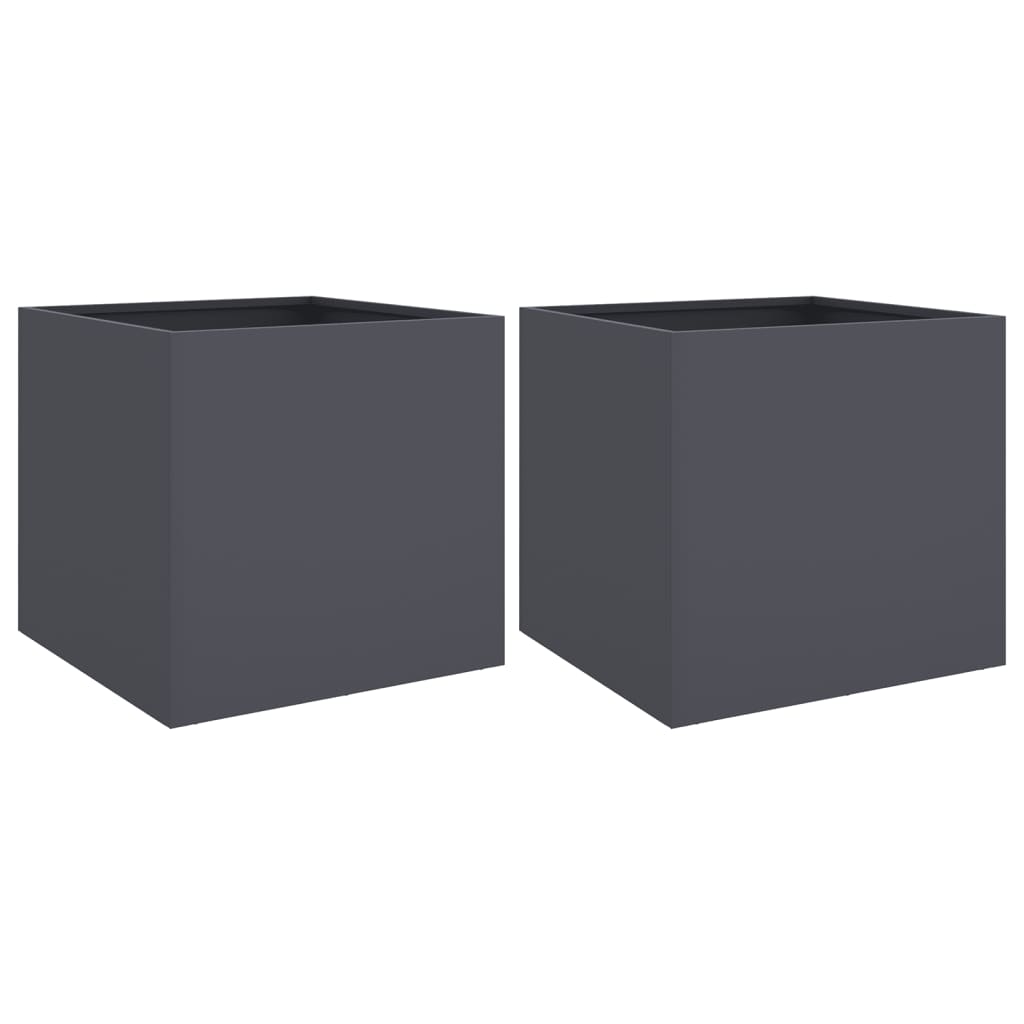 Vidaxl Plators 2 ST 42x40x39 cm Anthracite en acier -colore