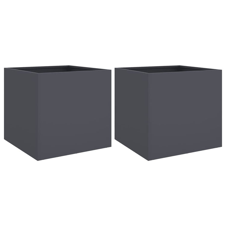 Vidaxl Plators 2 ST 42x40x39 cm Anthracite en acier -colore