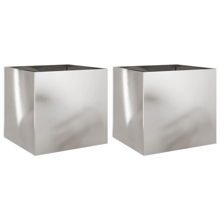 Jardinières vidaxl 2 st 42x40x39 cm en acier inoxydable en argent coloré