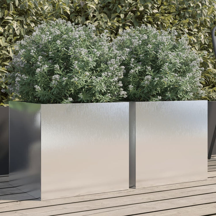 Jardinières vidaxl 2 st 42x40x39 cm en acier inoxydable en argent coloré