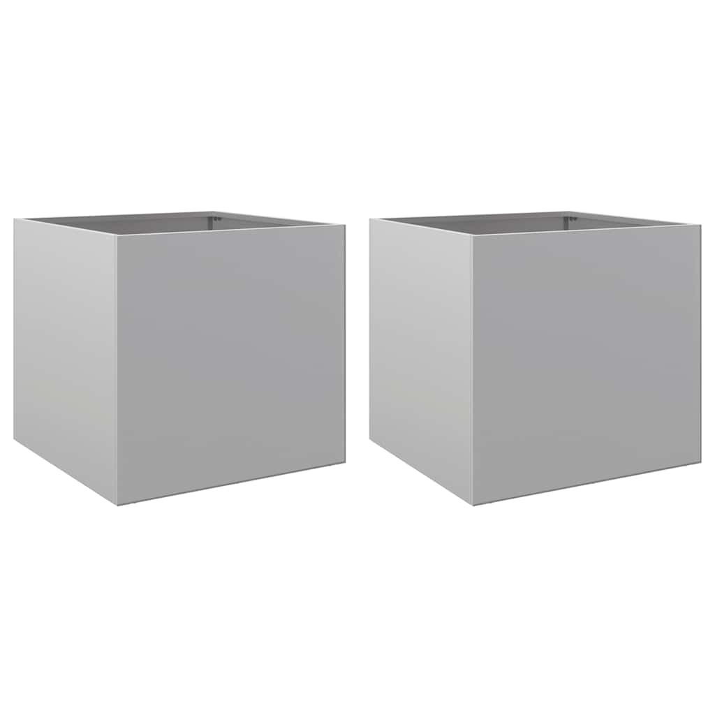Vidaxl Planters 2 ST 42x40x39 cm Couleur en argent en acier galvanisé