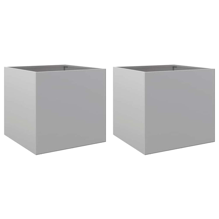 Vidaxl Planters 2 ST 42x40x39 cm Couleur en argent en acier galvanisé