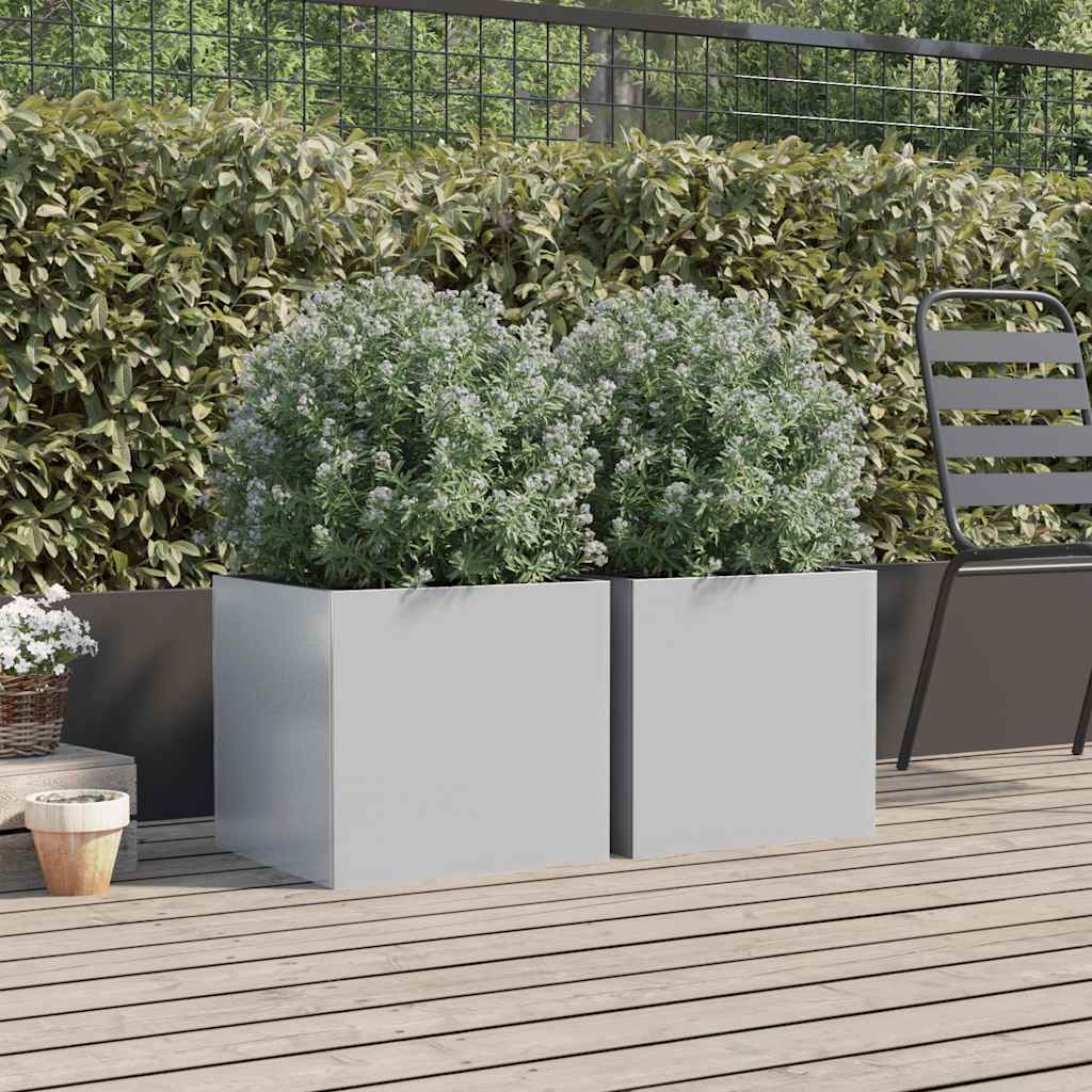 Vidaxl Planters 2 ST 42x40x39 cm Couleur en argent en acier galvanisé