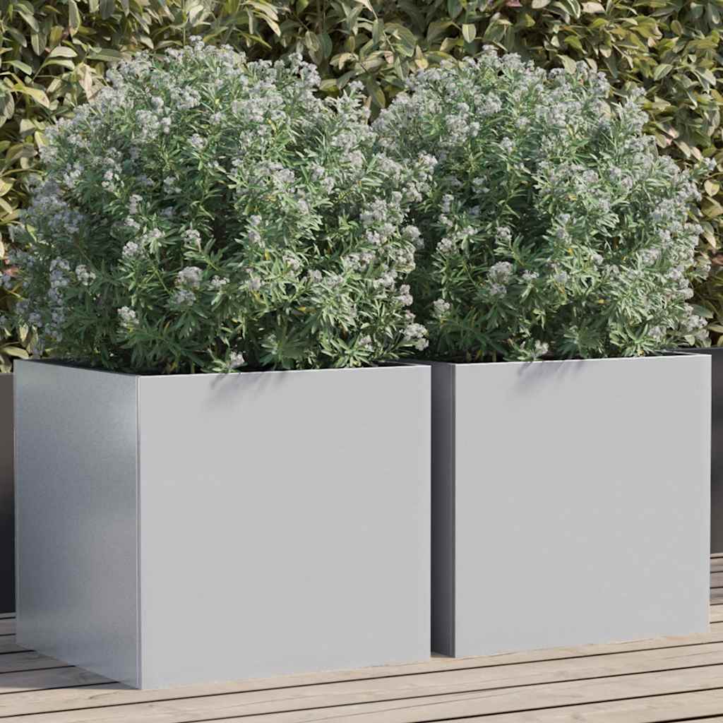 Vidaxl Planters 2 ST 42x40x39 cm Couleur en argent en acier galvanisé