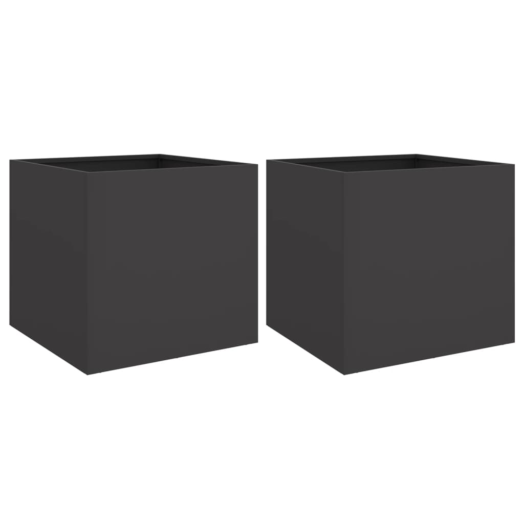 Jardinières vidaxl 2 st 49x47x46 cm en acier à froid noir