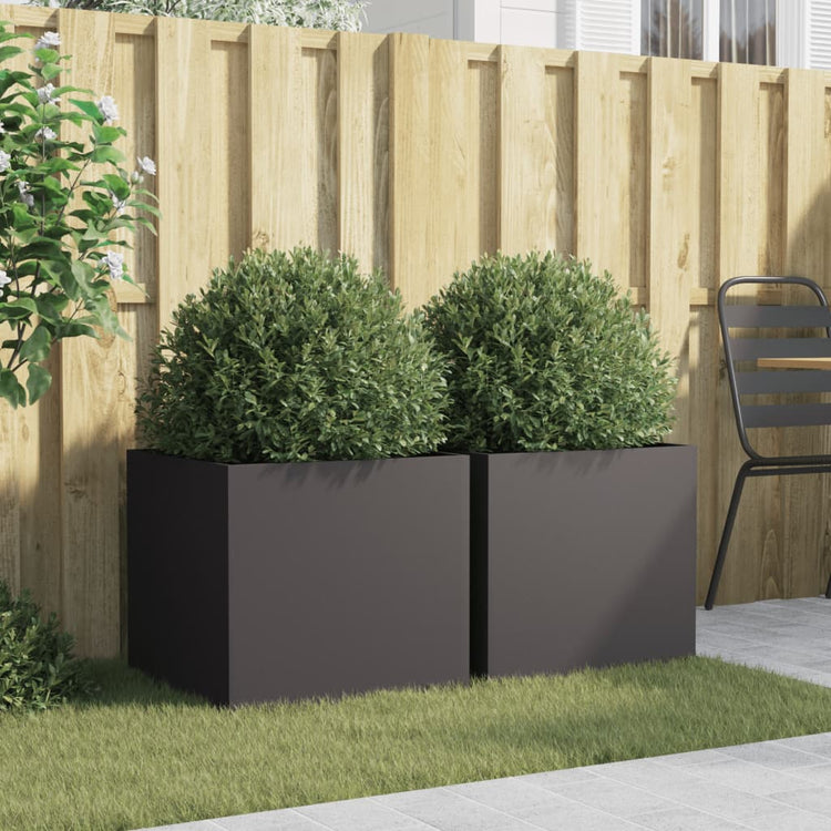 Jardinières vidaxl 2 st 49x47x46 cm en acier à froid noir