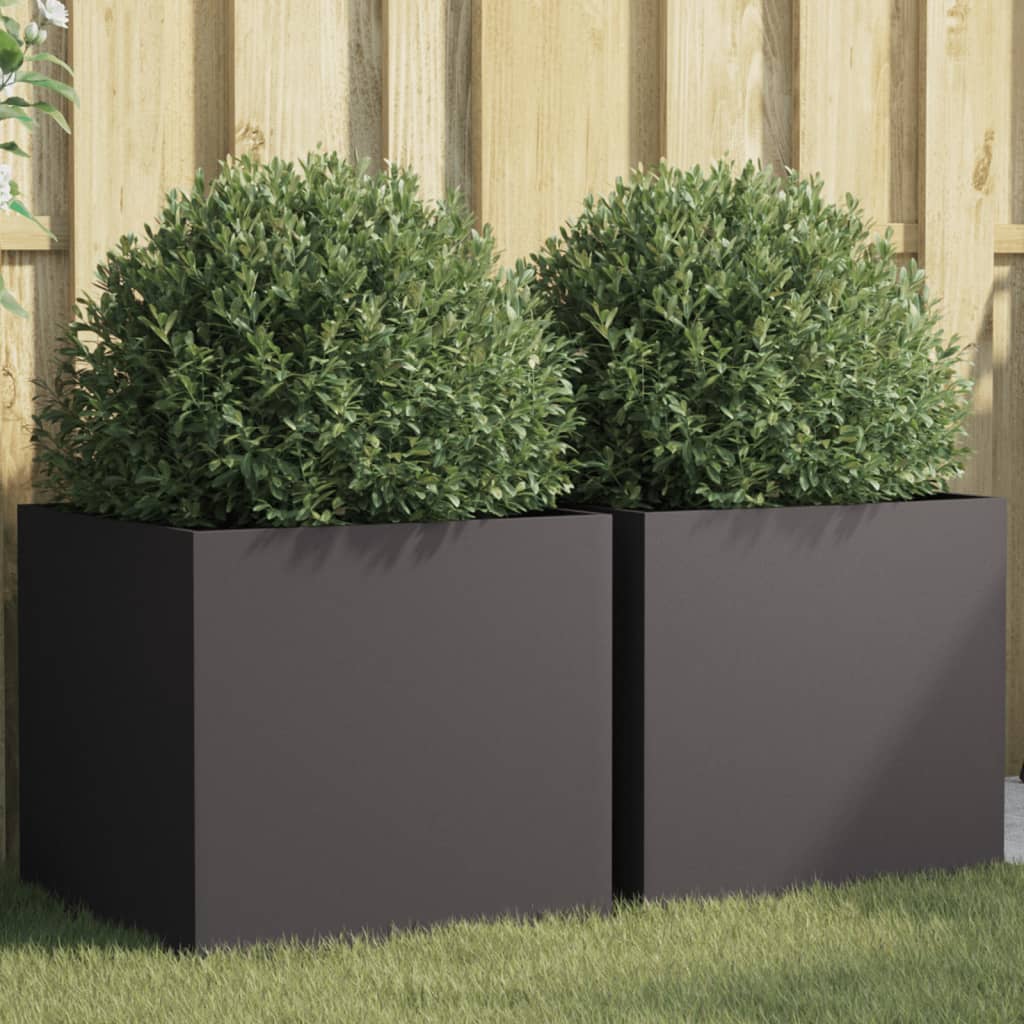 Jardinières vidaxl 2 st 49x47x46 cm en acier à froid noir