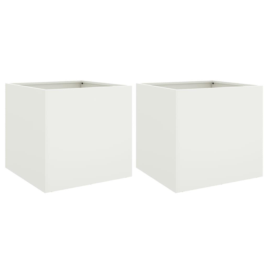 Jardinières vidaxl 2 pcs 49x47x46 cm en acier blanc