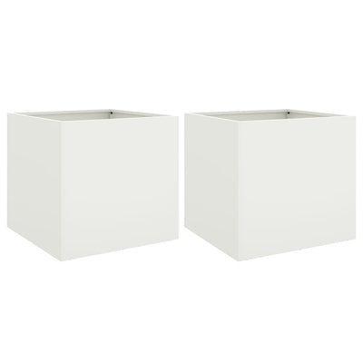 Jardinières vidaxl 2 pcs 49x47x46 cm en acier blanc