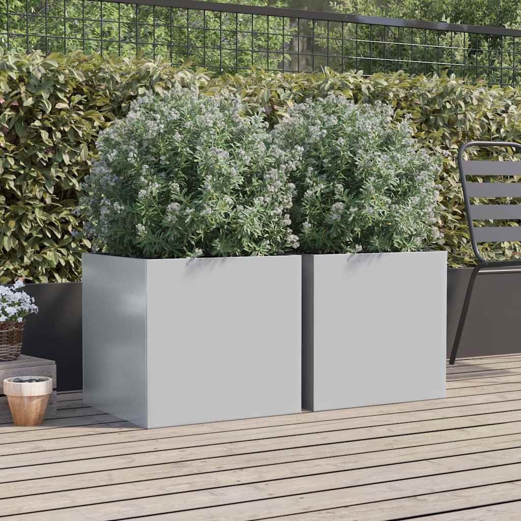 Jardiers Vidaxl 2 ST 49X47X46 CM Couleur en argent en acier galvanisé