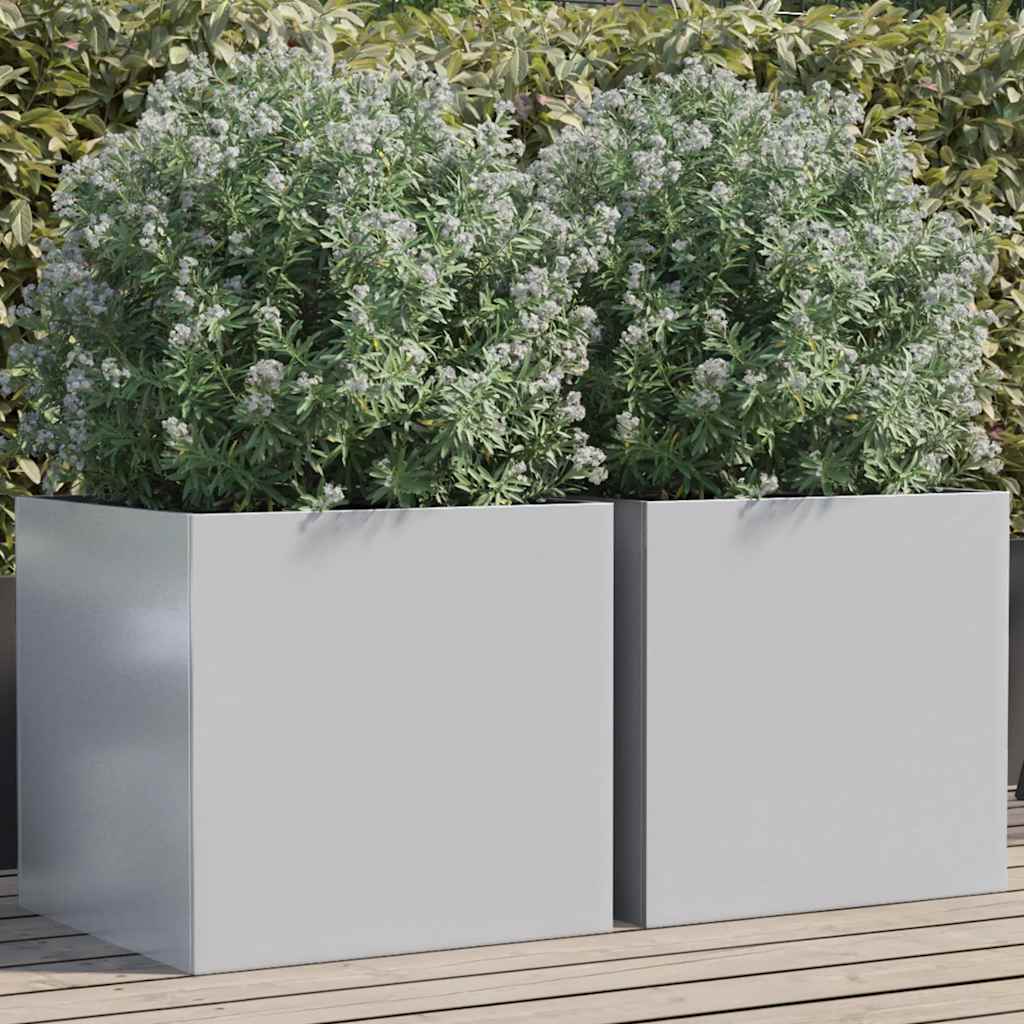 Jardiers Vidaxl 2 ST 49X47X46 CM Couleur en argent en acier galvanisé
