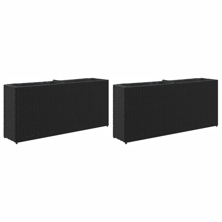 Vidaxx jardinières avec 2 pots 2 pcs 90x20x40 cm poly rotin noir
