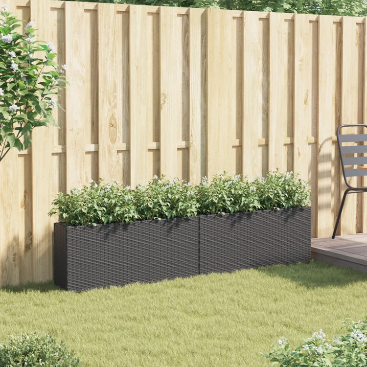 Vidaxx jardinières avec 2 pots 2 pcs 90x20x40 cm poly rotin noir