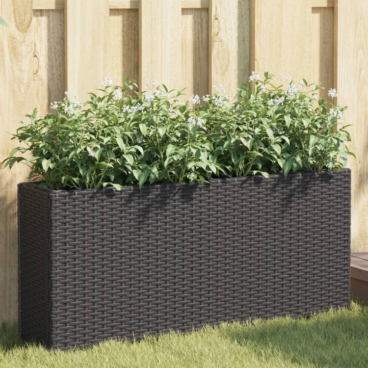 Vidaxx jardinières avec 2 pots 2 pcs 90x20x40 cm poly rotin noir