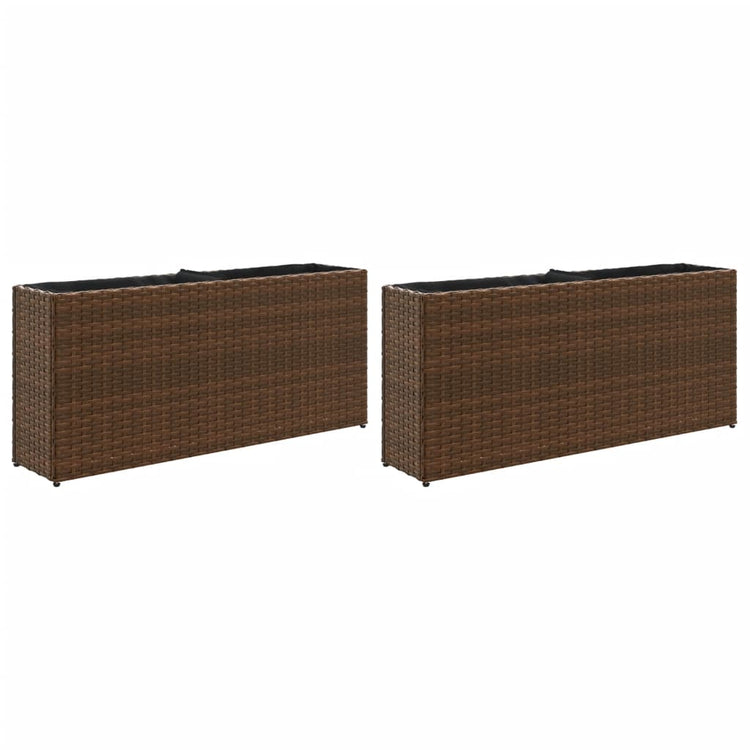 Vidaxx jardinières avec 2 pots 2 pcs 90x20x40 cm poly rotin marron