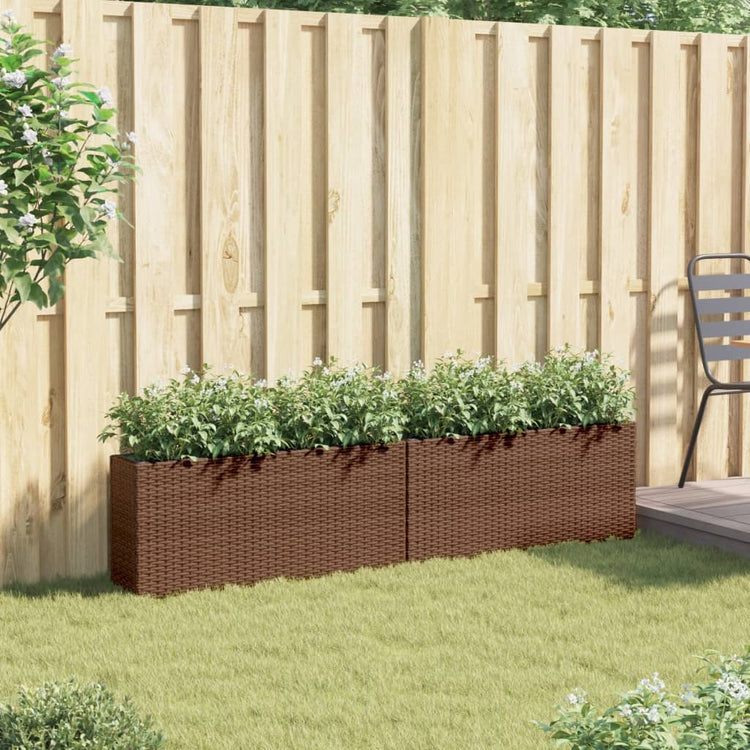 Vidaxx jardinières avec 2 pots 2 pcs 90x20x40 cm poly rotin marron