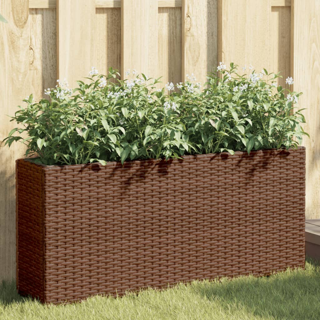Vidaxx jardinières avec 2 pots 2 pcs 90x20x40 cm poly rotin marron