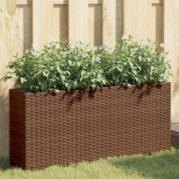 Vidaxx jardinières avec 2 pots 2 pcs 90x20x40 cm poly rotin marron