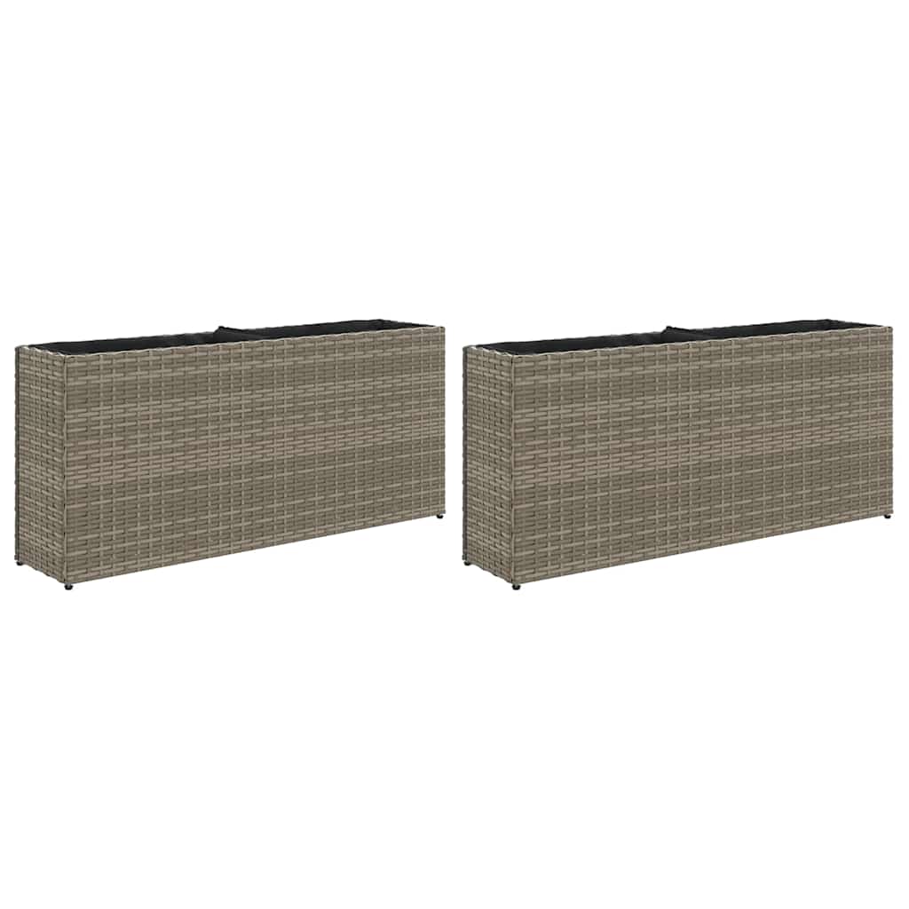 Vidaxx jardinières avec 2 pots 2 pcs 90x20x40 cm poly rotin gris