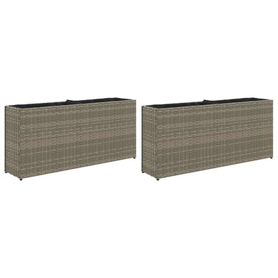 Vidaxx jardinières avec 2 pots 2 pcs 90x20x40 cm poly rotin gris