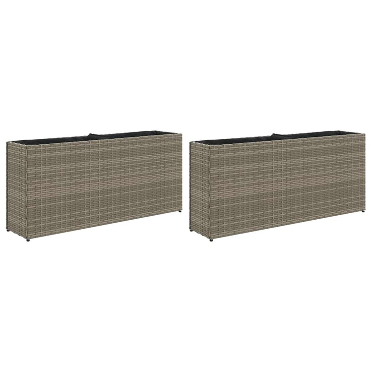 Vidaxx jardinières avec 2 pots 2 pcs 90x20x40 cm poly rotin gris