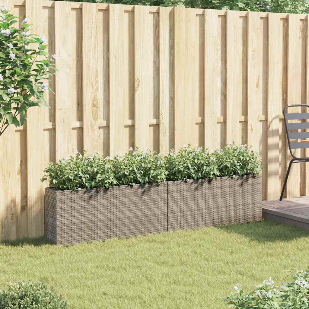 Vidaxx jardinières avec 2 pots 2 pcs 90x20x40 cm poly rotin gris