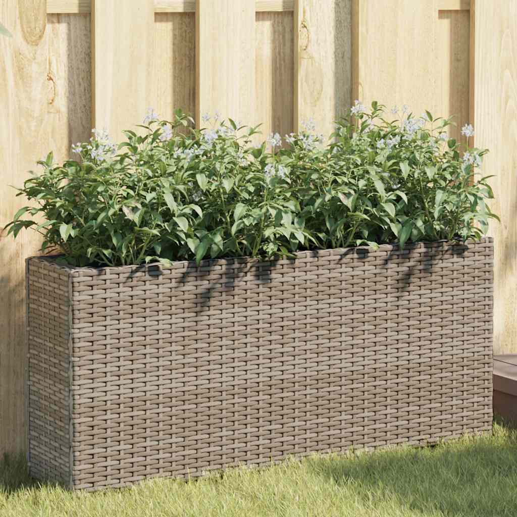 Vidaxx jardinières avec 2 pots 2 pcs 90x20x40 cm poly rotin gris