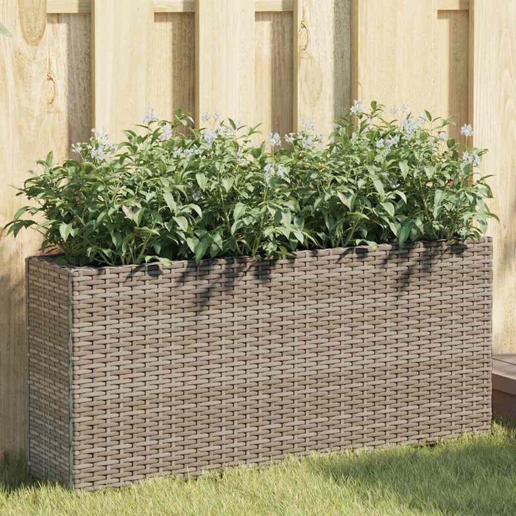 Vidaxx jardinières avec 2 pots 2 pcs 90x20x40 cm poly rotin gris