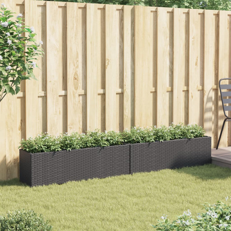 Vidaxx jardinières avec 3 pots 2 pcs 105x30x32 cm poly rotin noir