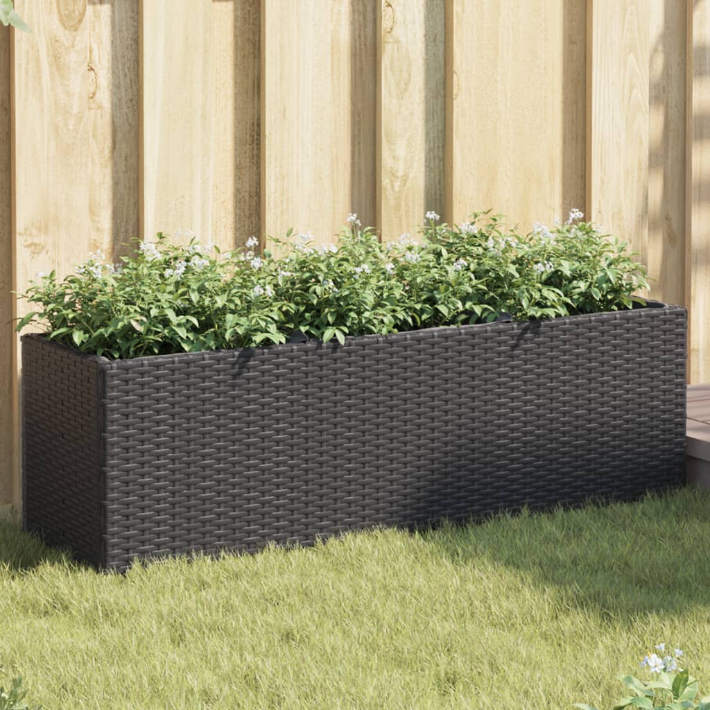 Vidaxx jardinières avec 3 pots 2 pcs 105x30x32 cm poly rotin noir