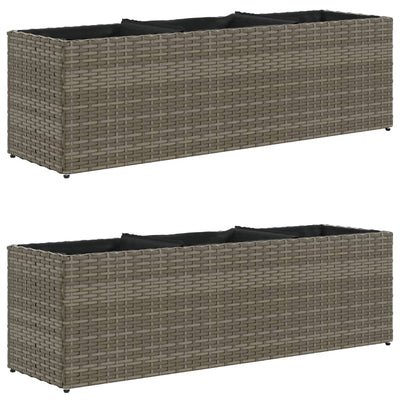 Vidaxx jardinières avec 3 pots 2 pcs 105x30x32 cm poly rotin gris