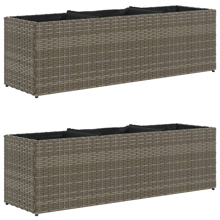 Vidaxx jardinières avec 3 pots 2 pcs 105x30x32 cm poly rotin gris