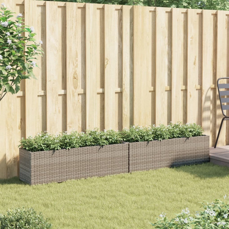 Vidaxx jardinières avec 3 pots 2 pcs 105x30x32 cm poly rotin gris