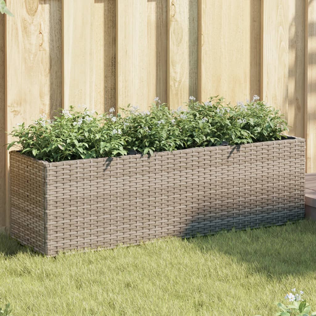 Vidaxx jardinières avec 3 pots 2 pcs 105x30x32 cm poly rotin gris