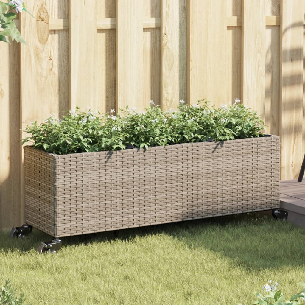 Vidaxx jardinières à roulettes 2 pcs 107x32x38 cm poly rotin gris