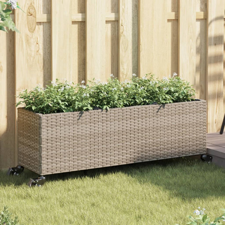 Vidaxx jardinières à roulettes 2 pcs 107x32x38 cm poly rotin gris