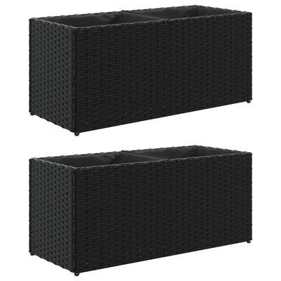 Vidaxx jardinières avec 2 pots 2 pcs 72x30x32 cm poly rotin noir