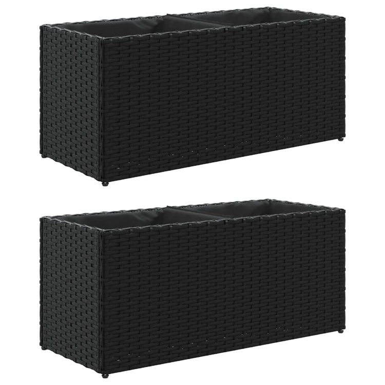 Vidaxx jardinières avec 2 pots 2 pcs 72x30x32 cm poly rotin noir