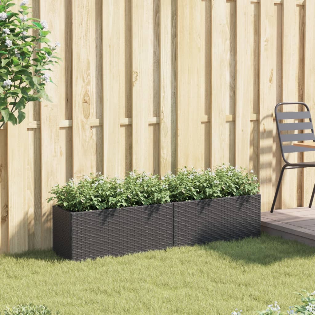 Vidaxx jardinières avec 2 pots 2 pcs 72x30x32 cm poly rotin noir