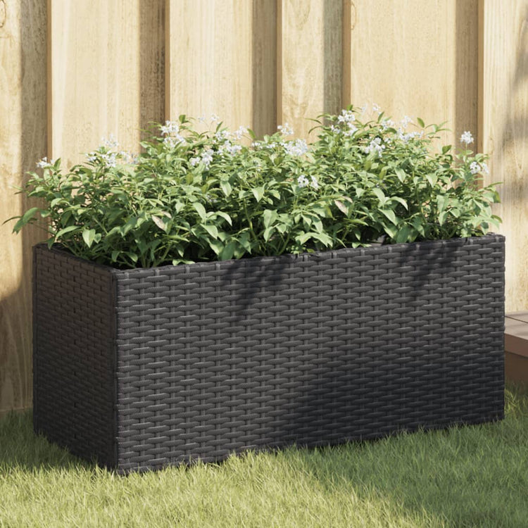 Vidaxx jardinières avec 2 pots 2 pcs 72x30x32 cm poly rotin noir
