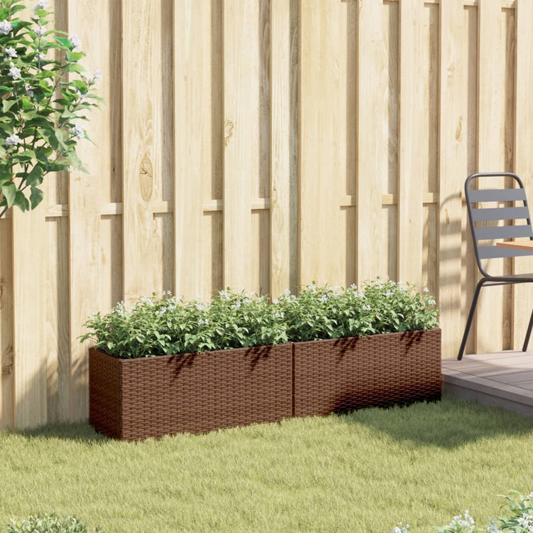 Vidaxx planters with 2 pots 2 pcs 72x30x32 cm poly rattan brown