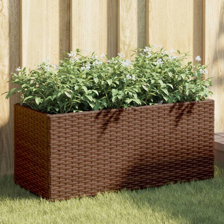 Vidaxx planters with 2 pots 2 pcs 72x30x32 cm poly rattan brown