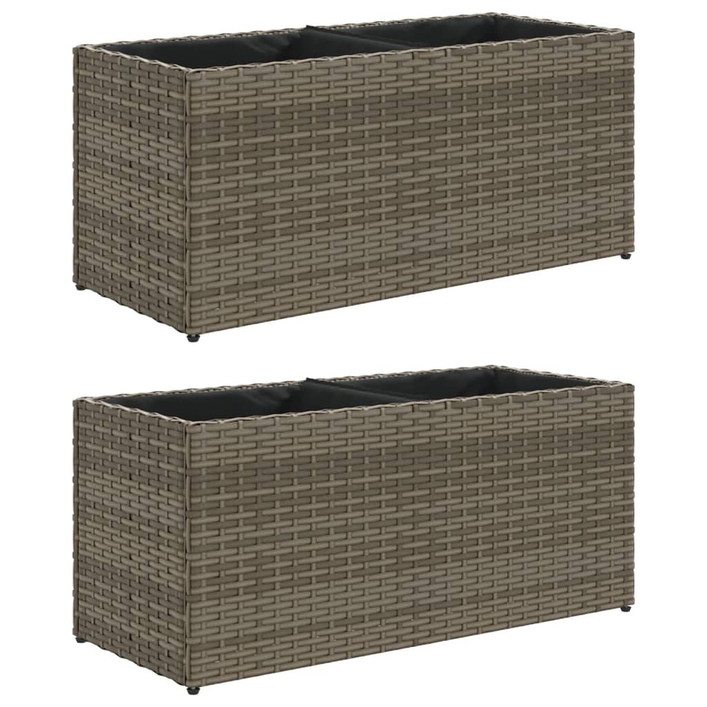 Vidaxx jardinières avec 2 pots 2 pcs 72x30x32 cm poly rotin gris