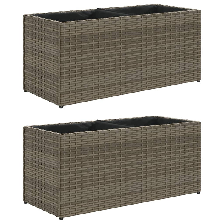 Vidaxx jardinières avec 2 pots 2 pcs 72x30x32 cm poly rotin gris