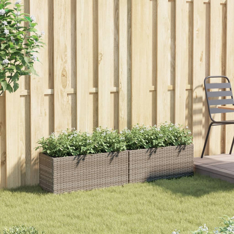 Vidaxx jardinières avec 2 pots 2 pcs 72x30x32 cm poly rotin gris