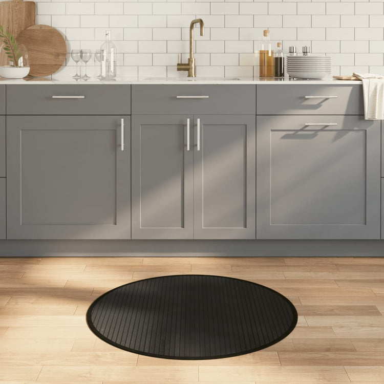 VidaXL tapis rond 80 cm bambou noir
