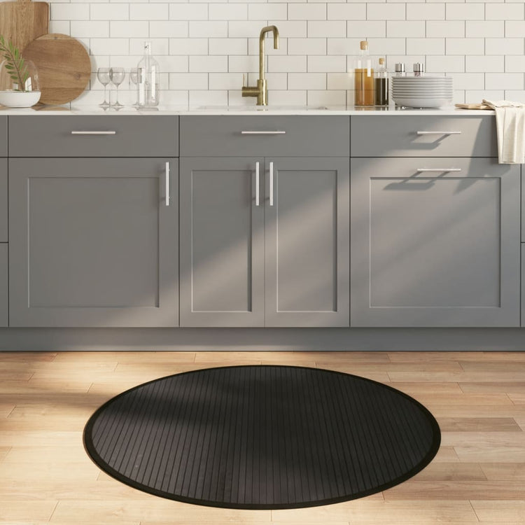VidaXL tapis rond 100 cm bambou noir