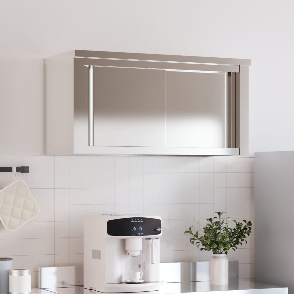 VidaXL Armoire murale de cuisine avec portes coulissantes en acier inoxydable